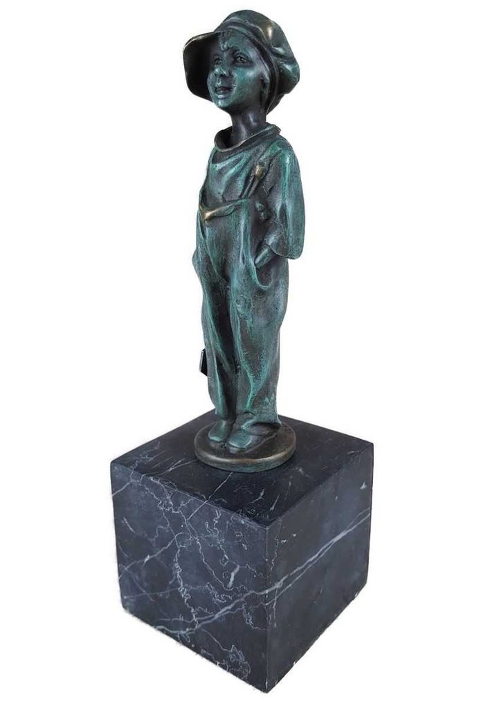 [LA-46288] Bronzeskulptur Bronzefigur Bronze Patiniert Kleines Straßenkind