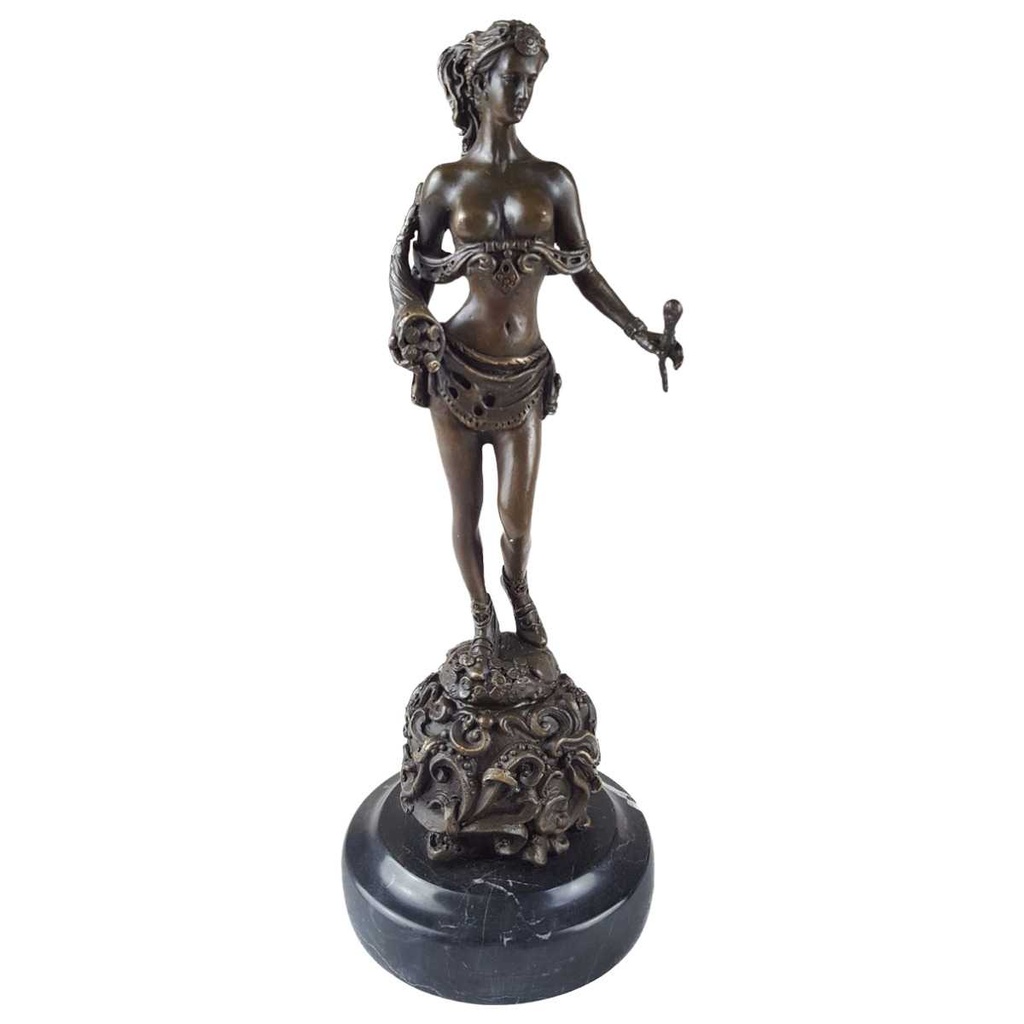 [LA-46294] Bronzeskulptur Bronzefigur Amazone Kriegerin mit Schwert