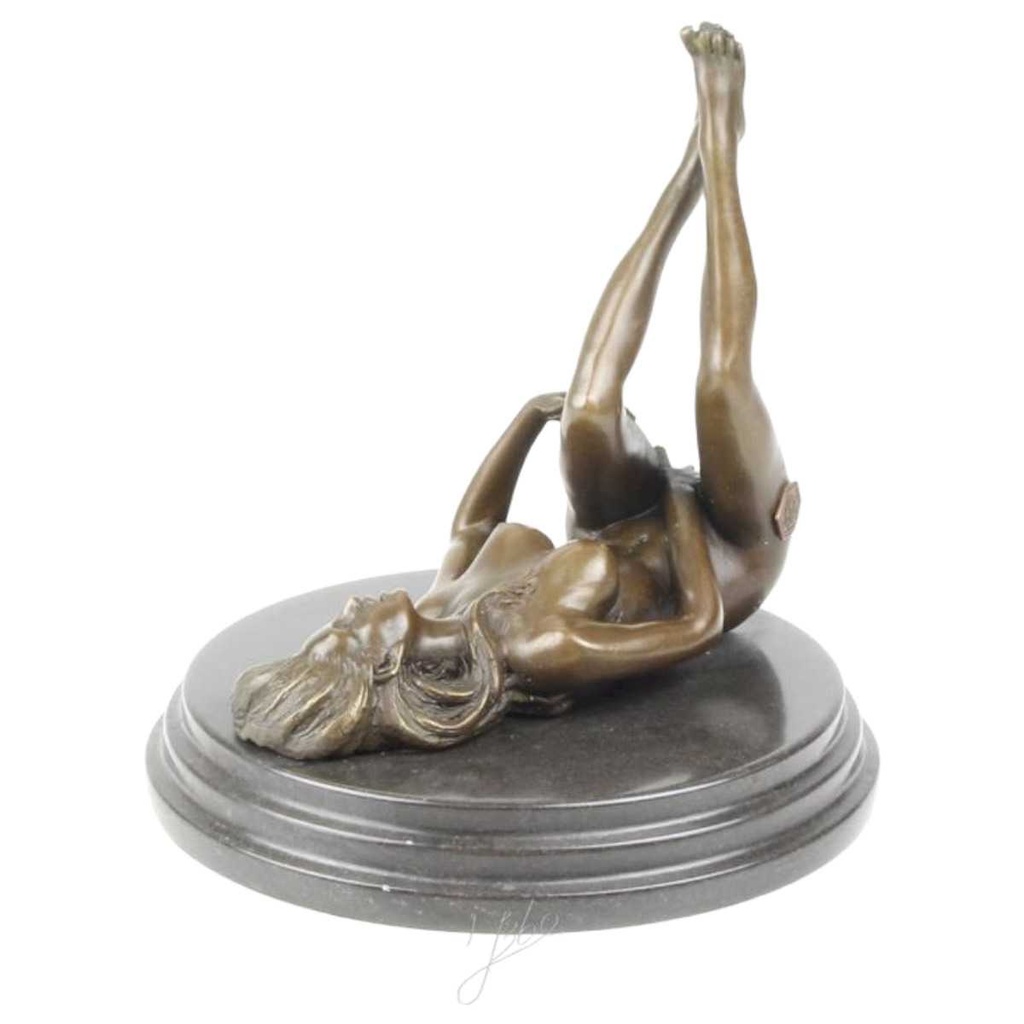[LA-46302] Bronzeskulptur Bronzefigur Erotik Frau Art-Deco-Stil