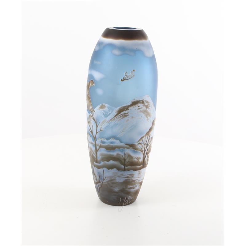 [LA-46369] Vase Cameo Glasvase Motivvase Winterlandschaft