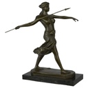 Bronzeskulptur Bronzefigur Frau Amazonen Kriegerin mit Speer