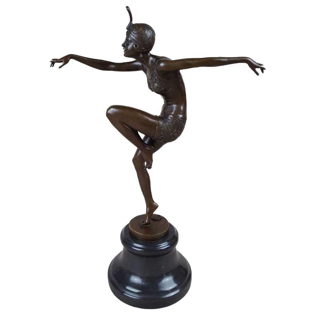 [LA-46490] Bronzeskulptur Bronzefigur Frau Tänzerin Con Brio Antik-Stil