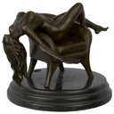 Bronzeskulptur Bronzefigur Erotik Frau Liegend Im Sessel Art-Deco-Stil