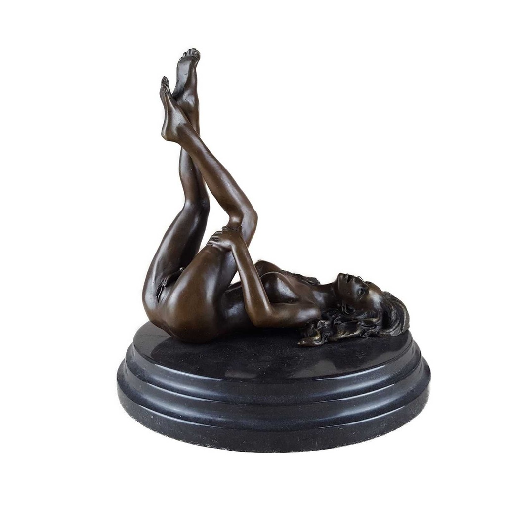 [LA-46518] Bronzeskulptur Bronzefigur Erotik Frau Liegend Auf Dem Boden Art-Deco-Stil #46518