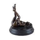 Bronzeskulptur Bronzefigur Erotik Frau Liegend Auf Dem Boden Art-Deco-Stil #46518