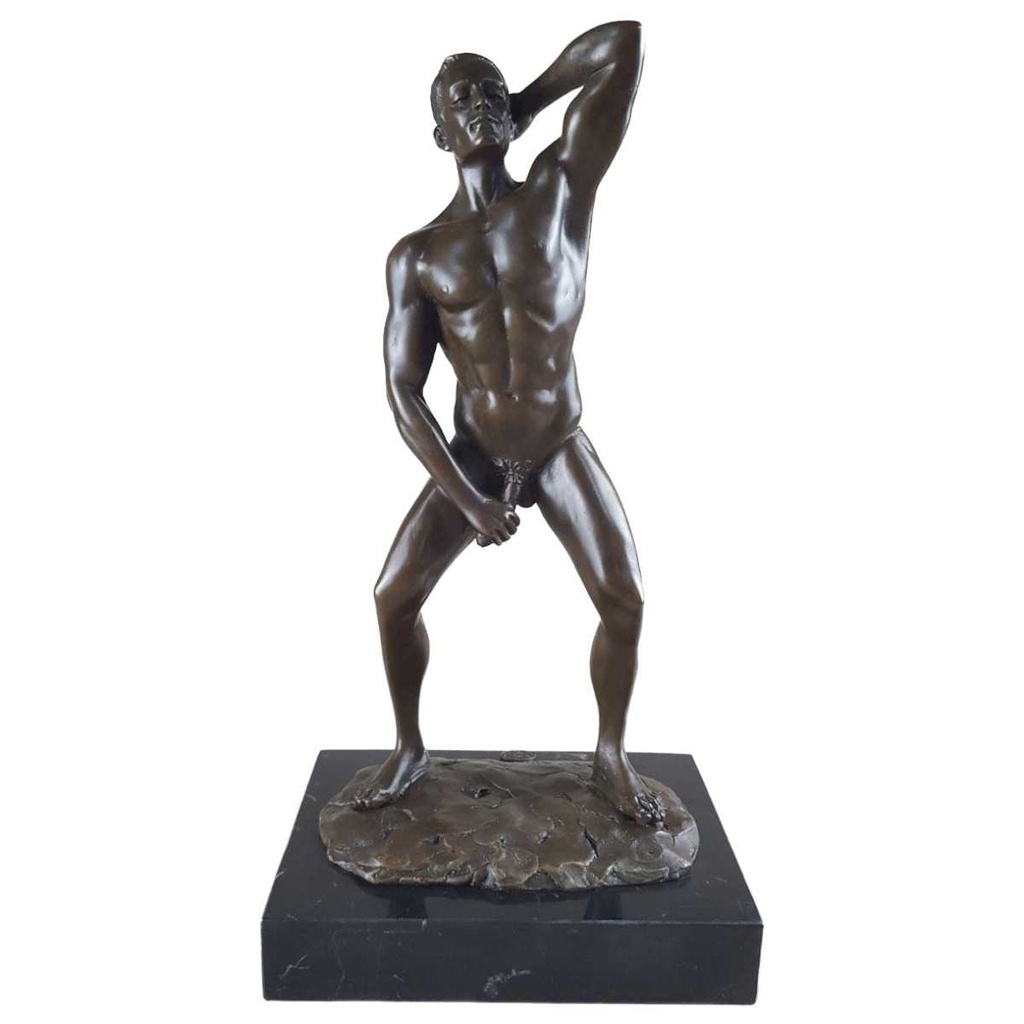 [LA-46520] Bronzeskulptur Bronzefigur Erotik Mann Nackt Akt