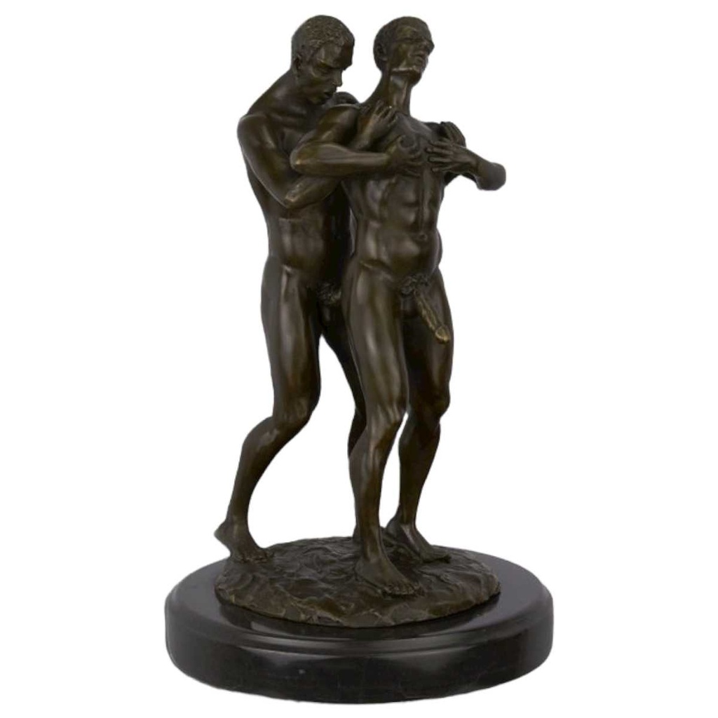 [LA-46522] Bronzeskulptur Bronzefigur Erotik Liebesakt Nackte Gays Boys Jungs Männer Paar