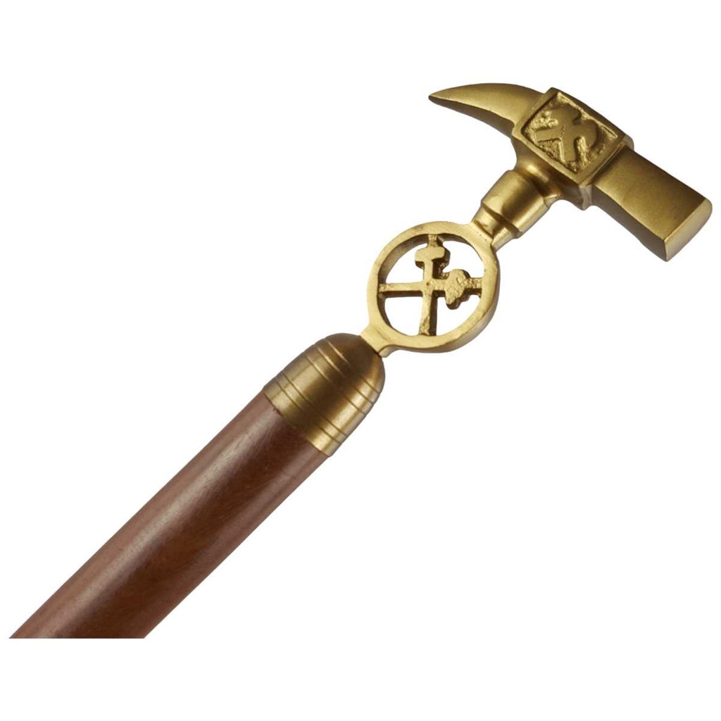 [LA-46823] Gehstock Wanderstock Spazierstock Flanierstock Holz Messinggriff Hammer und Pickel #46823