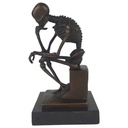 Bronzeskulptur Bronzefigur Skelett Denker