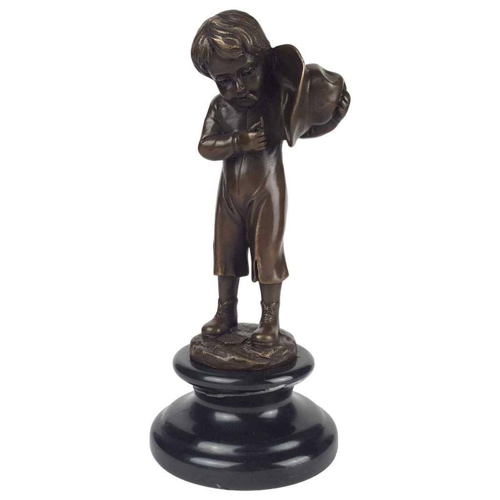 [LA-47185] Bronzeskulptur Bronzefigur Junge Zündet Eine Zigarette An