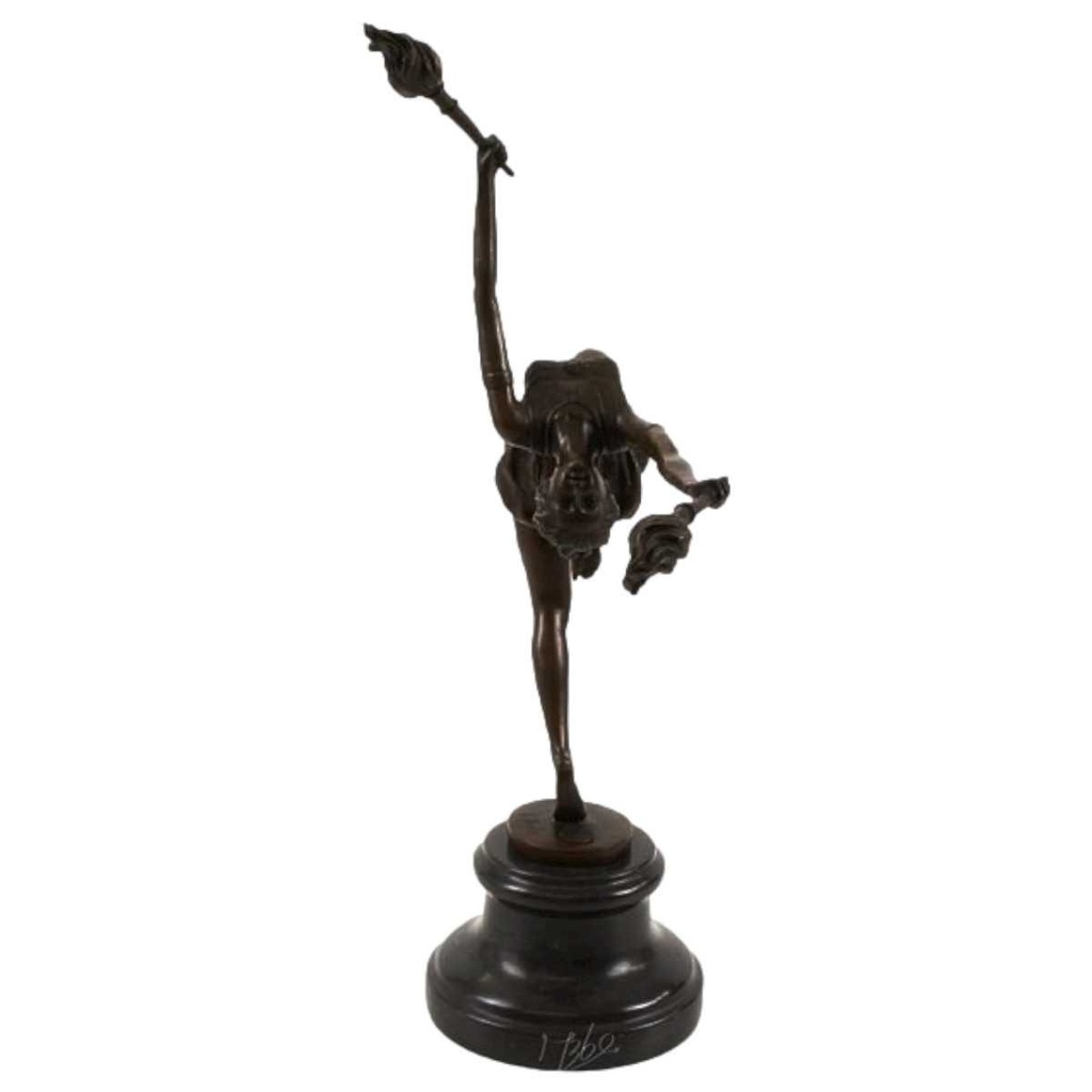 [LA-47190] Bronzeskulptur Bronzefigur Flammenspringer