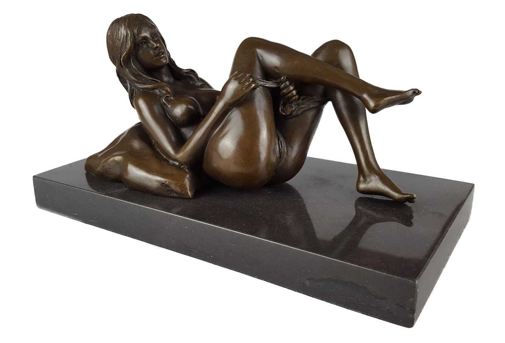[LA-47198] Bronzeskulptur Bronzefigur Erotik Liegende Nackte Frau #47198