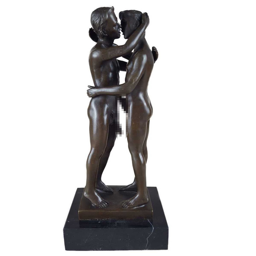[LA-47214] Bronzeskulptur Bronzefigur Erotik Gays 2 Sich Küssende Männer