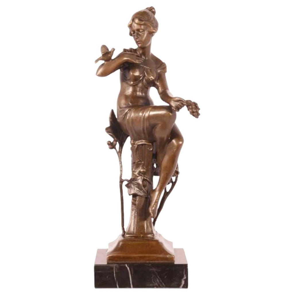 [LA-47228] Bronzeskulptur Bronzefigur Sitzende Frau #47228