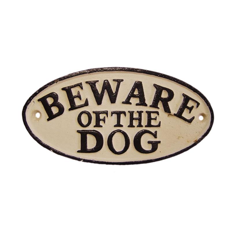 [LA-49296] Wandschild Wandplakette Gusseisen Beware Of The Dog