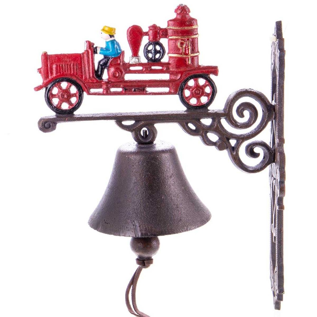 [LA-49322] Wandglocke Türglocke Türklopfer Figürchen Gusseisen Feuerwehrwagen Feuerwehrauto