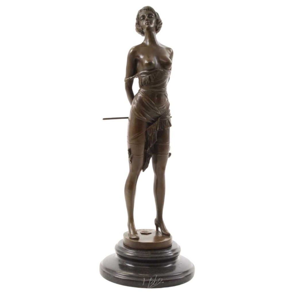 [LA-49789] Bronzeskulptur Bronzefigur Frau mit Reitgerte