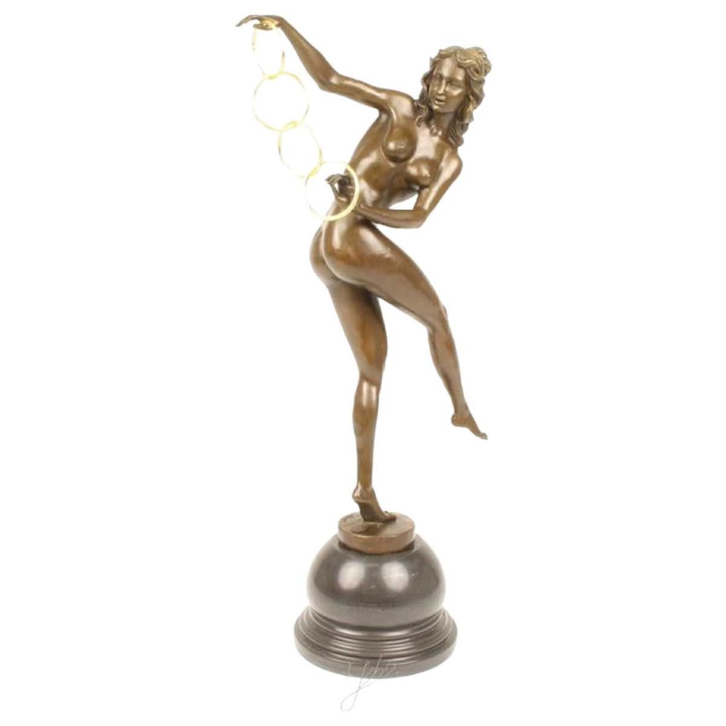[LA-49798] Bronzeskulptur Bronzefigur Namens Magische Ringe