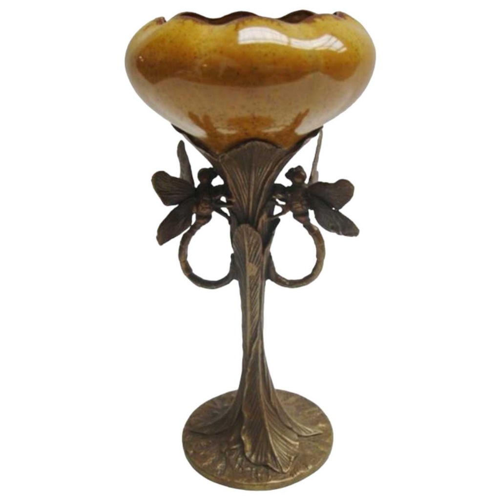 [LA-49849] Vase Porzellan Libelle mit Bronze