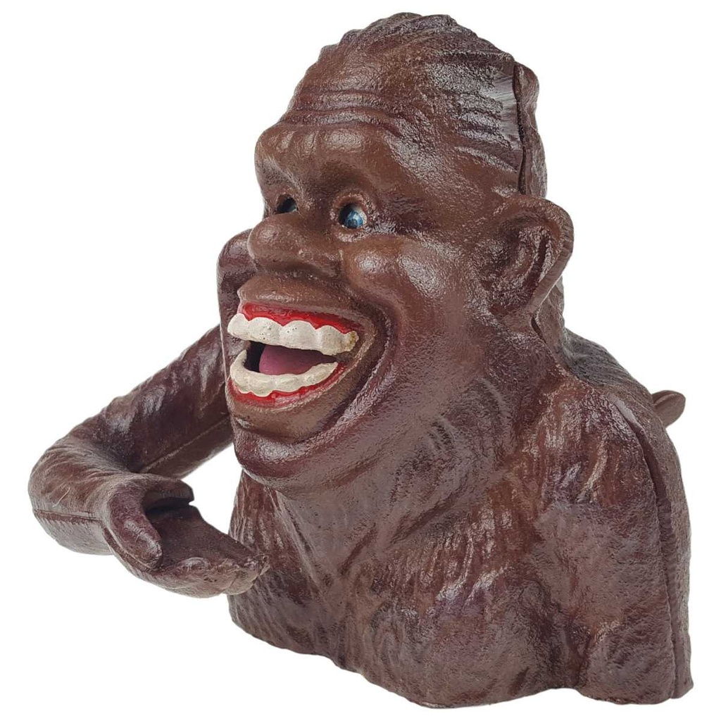 [LA-49887] Spardose Geldbank Skulptur Gusseisen Happy Sasquatch mechanisch