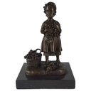Bronzeskulptur Bronzefigur Mädchen mit Traubenkorb