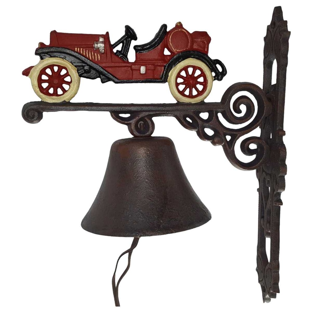 [LA-50297] Wandglocke Türglocke Türklopfer Figürchen Gusseisen Oldtimer rot H 32 cm