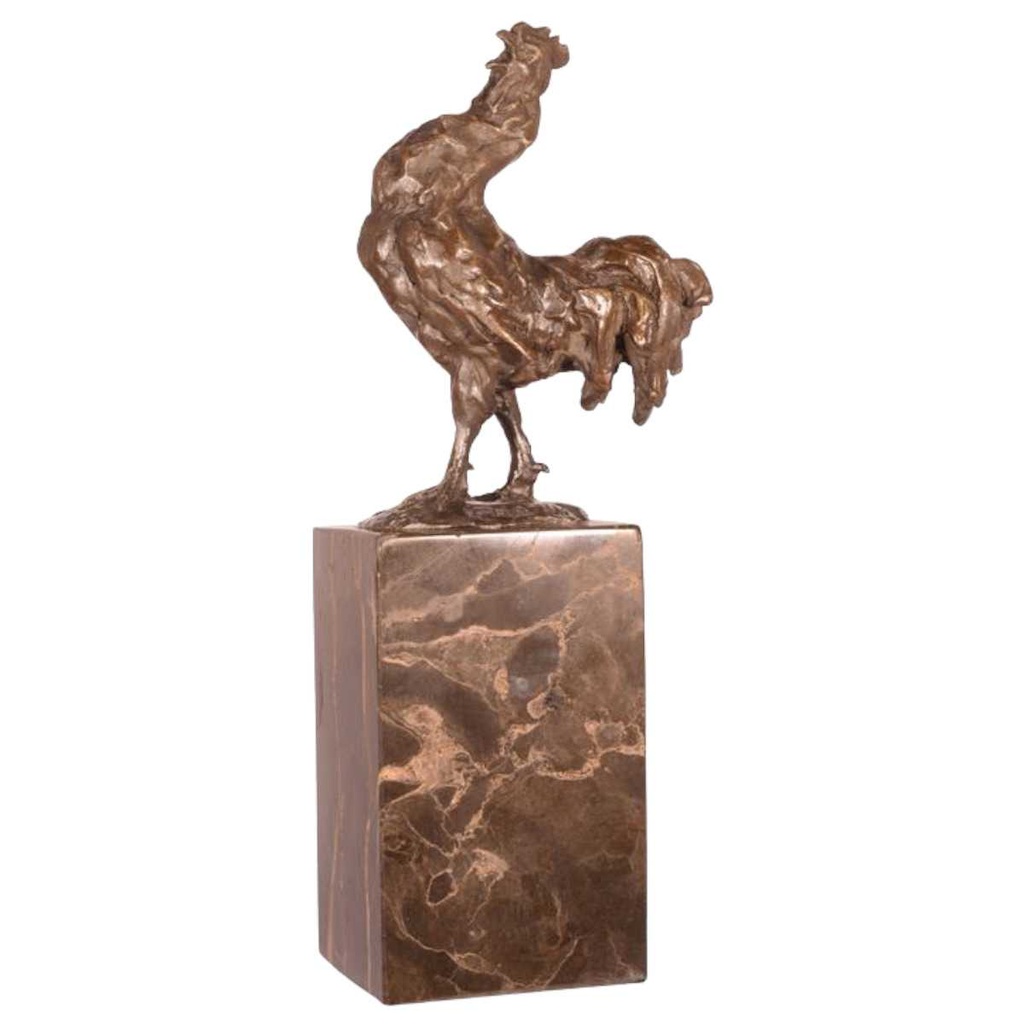 [LA-50342] Bronzeskulptur Bronzefigur Vogel Bauernhof Hahn