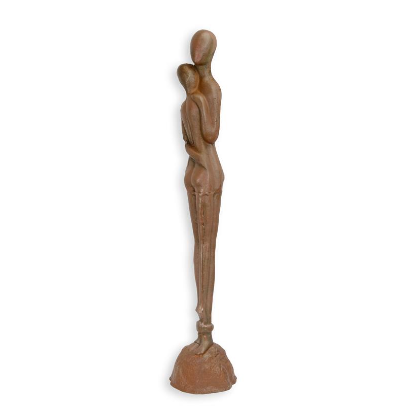 [LA-50366] Figur Skulptur Gusseisen umarmendes Paar Rost-Look H 93,4 cm