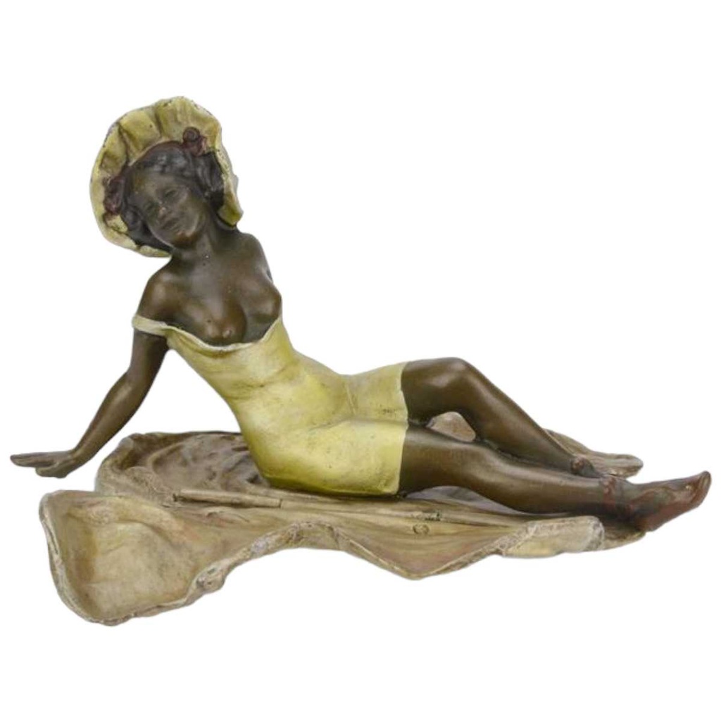[LA-50367] Bronzeskulptur Bronzefigur Erotik Akt Nackte Frau Entkleidet Sich