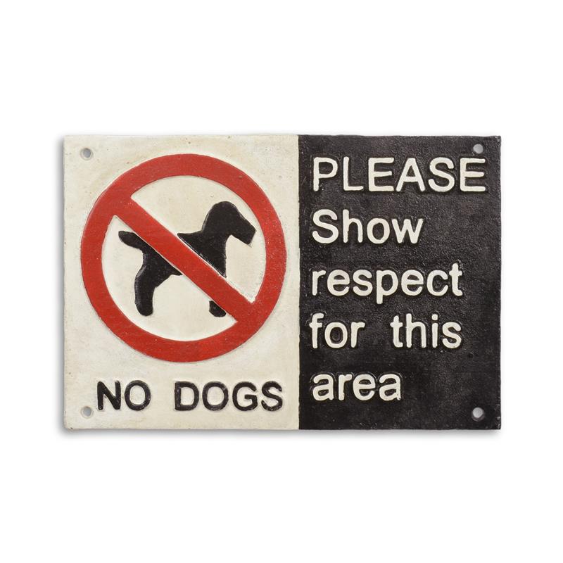[LA-58510] Wandschild Wandplakette Gusseisen No Dogs, Please Show Respect...