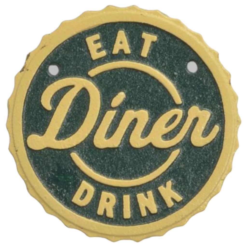[LA-58523] Wandschild Wandplakette Gusseisen Eat - Dinner - Drink