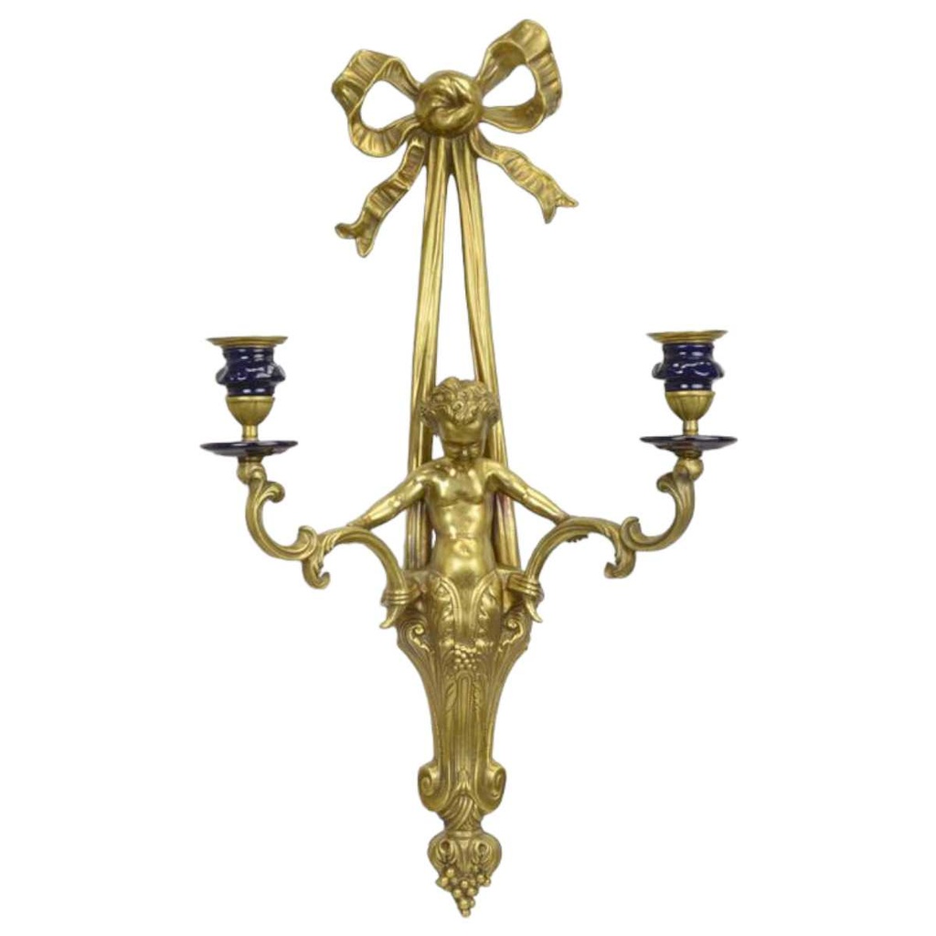 [LA-59374] Wandleuchte Bronze/Porzellan 2-flammig