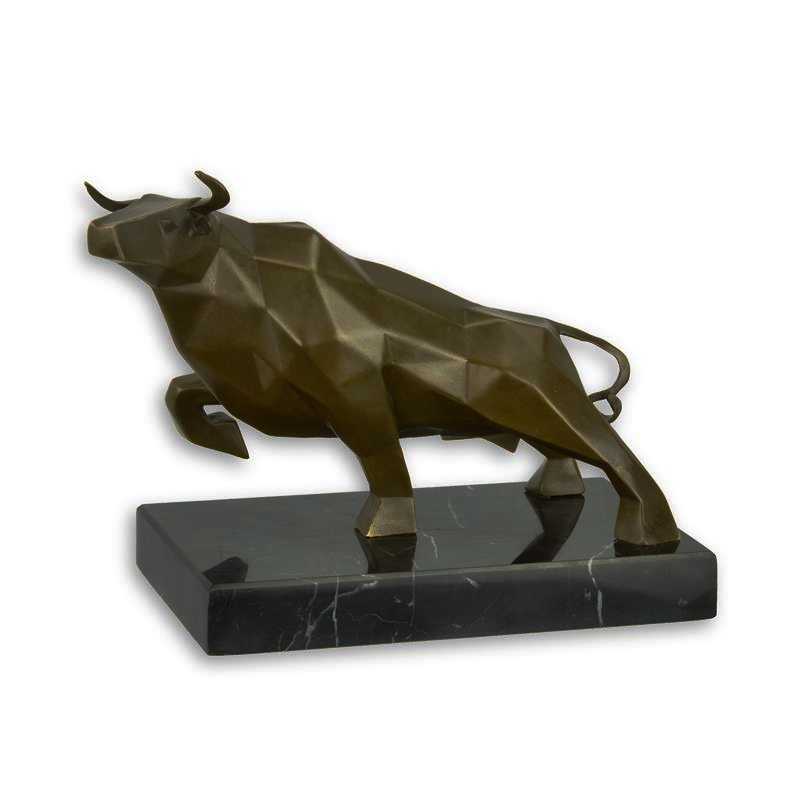 [LA-59388] Bronzeskulptur Bronzefigur Stier Kubistisch