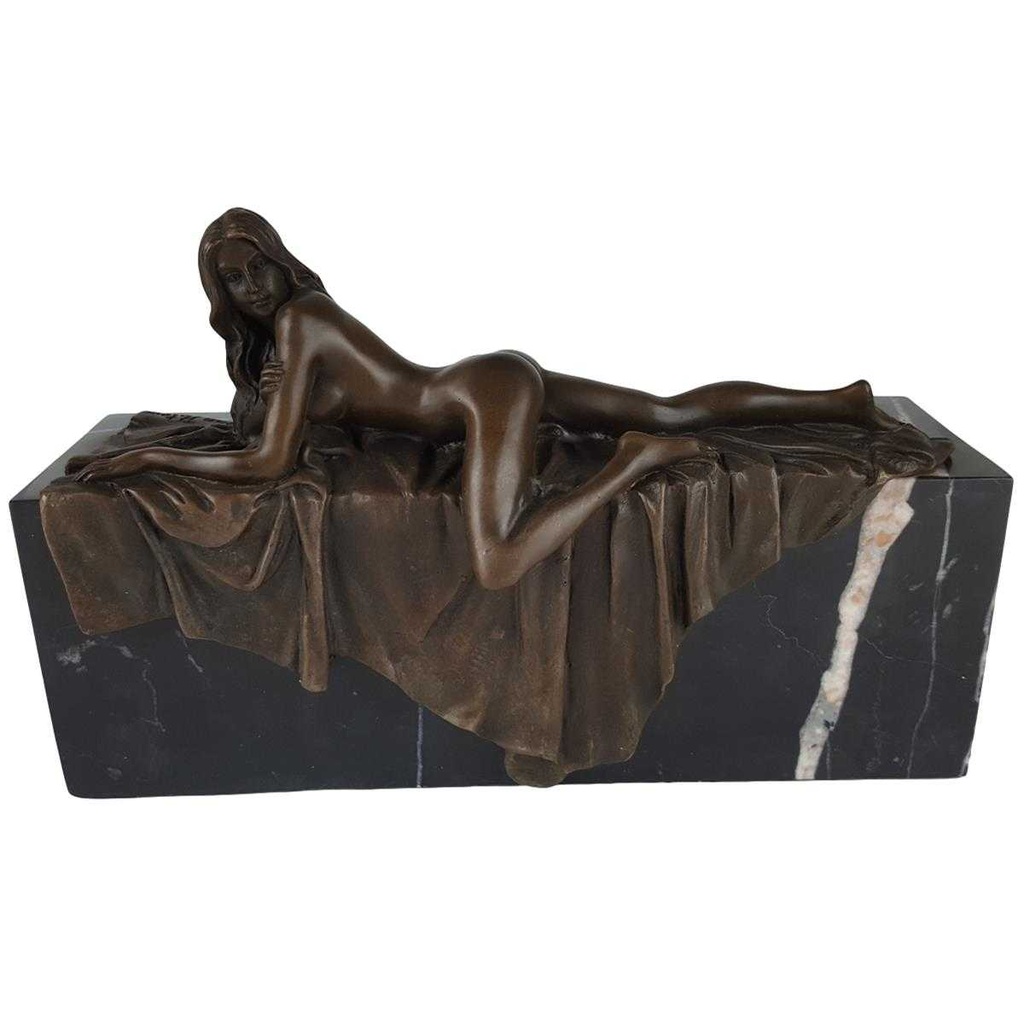 [LA-59518] Bronzeskulptur Bronzefigur Erotik Nackten Frau Teppich