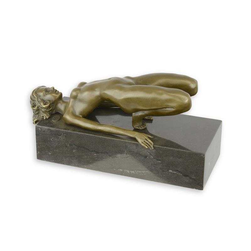 [LA-59519] Bronzeskulptur Bronzefigur Erotik Nackte Frau In Schwieriger Pose