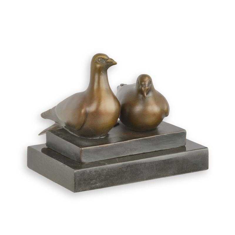 [LA-60120] Bronzeskulptur Bronzefigur Vögel Taubenpaar