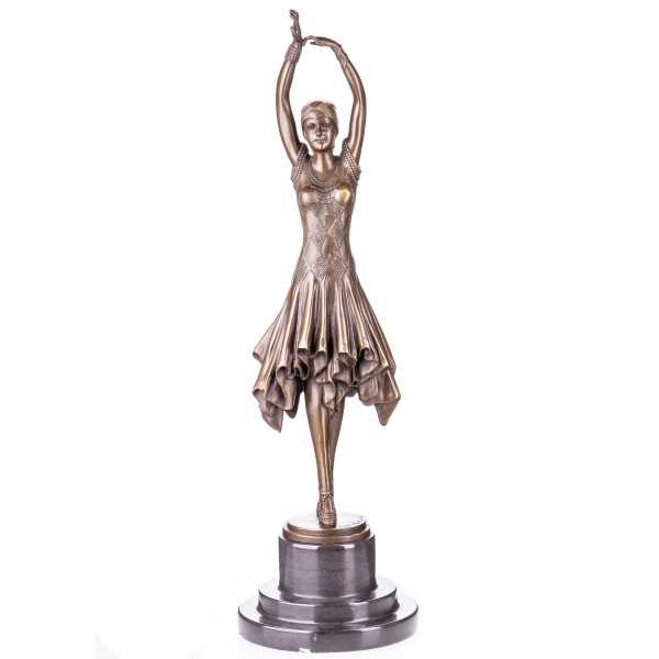 [LA-62535] Bronzeskulptur Bronzefigur Tänzerin nach D.H.Chiparus Art-Deco-Stil