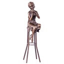 Bronzeskulptur Bronzefigur Frau auf Hocker Art-Deco-Stil