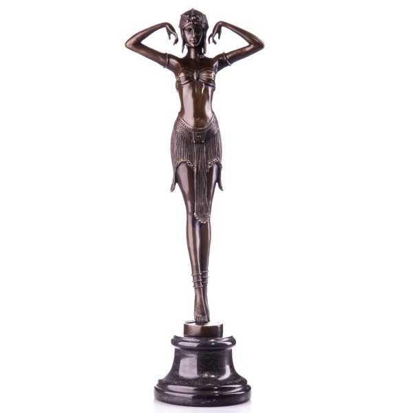 [LA-62545] Bronzeskulptur Bronzefigur Tänzerin nach D.H.Chiparus Art-Deco-Stil #62545