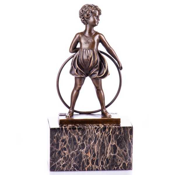 [LA-62559] Bronzeskulptur Bronzefigur Mädchen mit Reif Hoop Girl Art-Deco-Stil