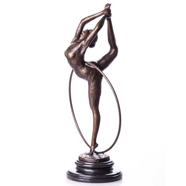 [LA-62647] Bronzeskulptur Bronzefigur Gymnastin mit Ring