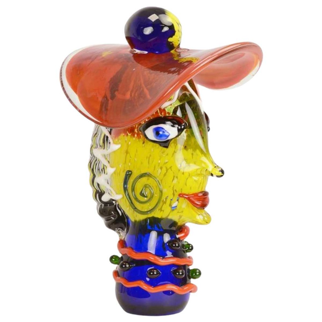[LA-64385] Figur Glas Murano-Stil Frau mit Hut