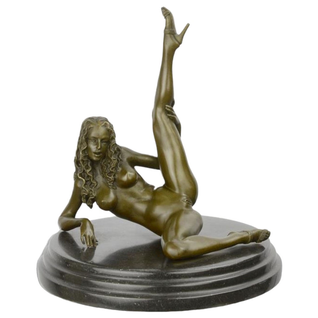 [LA-64656] Bronzeskulptur Bronzefigur Weiblicher Akt Liegend Erotik