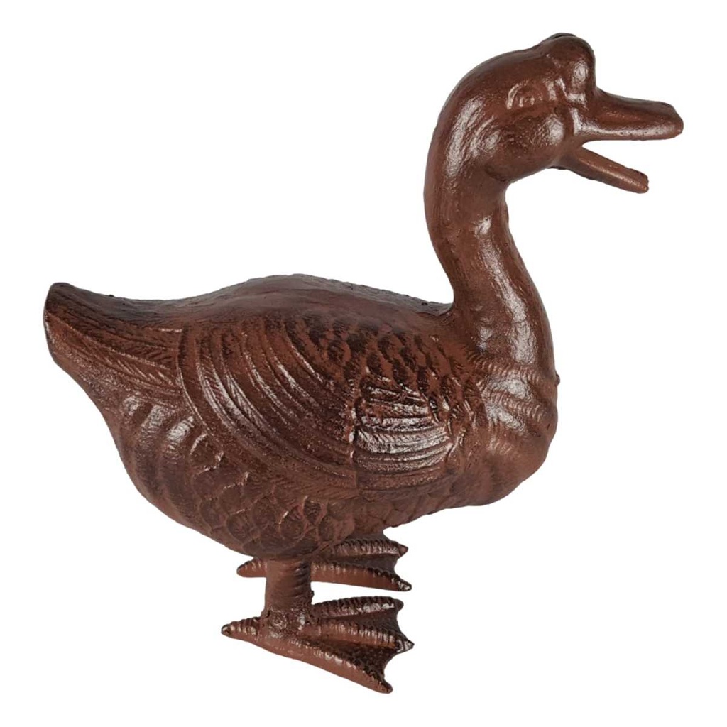 [LA-68353] Skulptur Figur Gartenfigur Gans Gänse rustikal braun H 25 cm Gusseisen