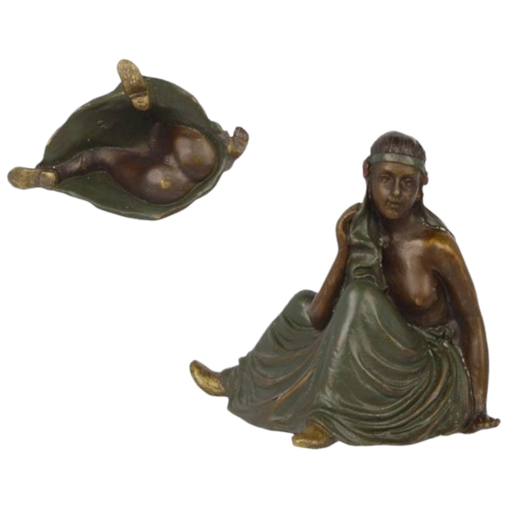 [LA-69782] Bronzeskulptur Bronzefigur Akt Halbnackte Frau