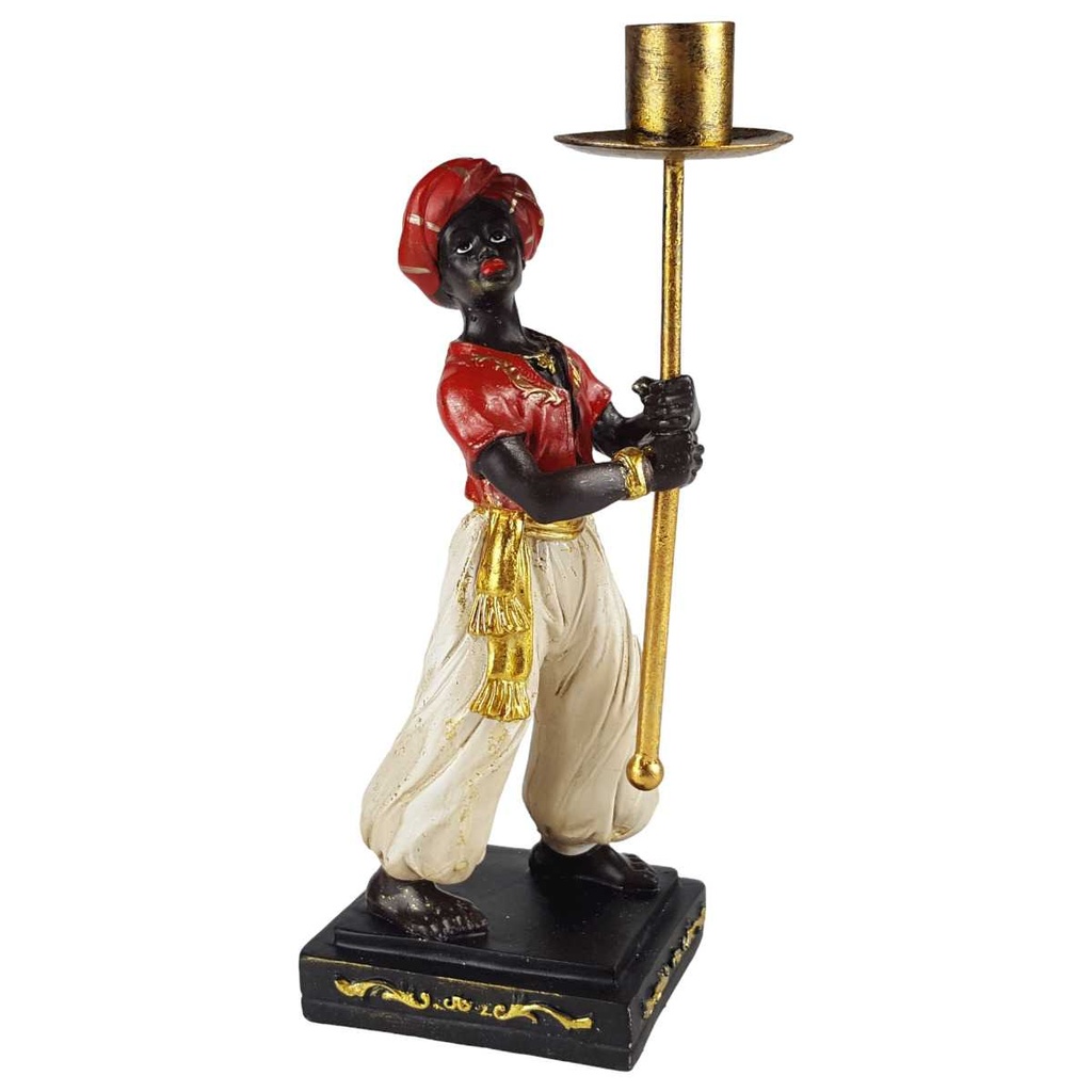 [LA-70640] Skulptur Figur Kerzenleuchter Kerzenständer Kerzenhalter Vassal farbig