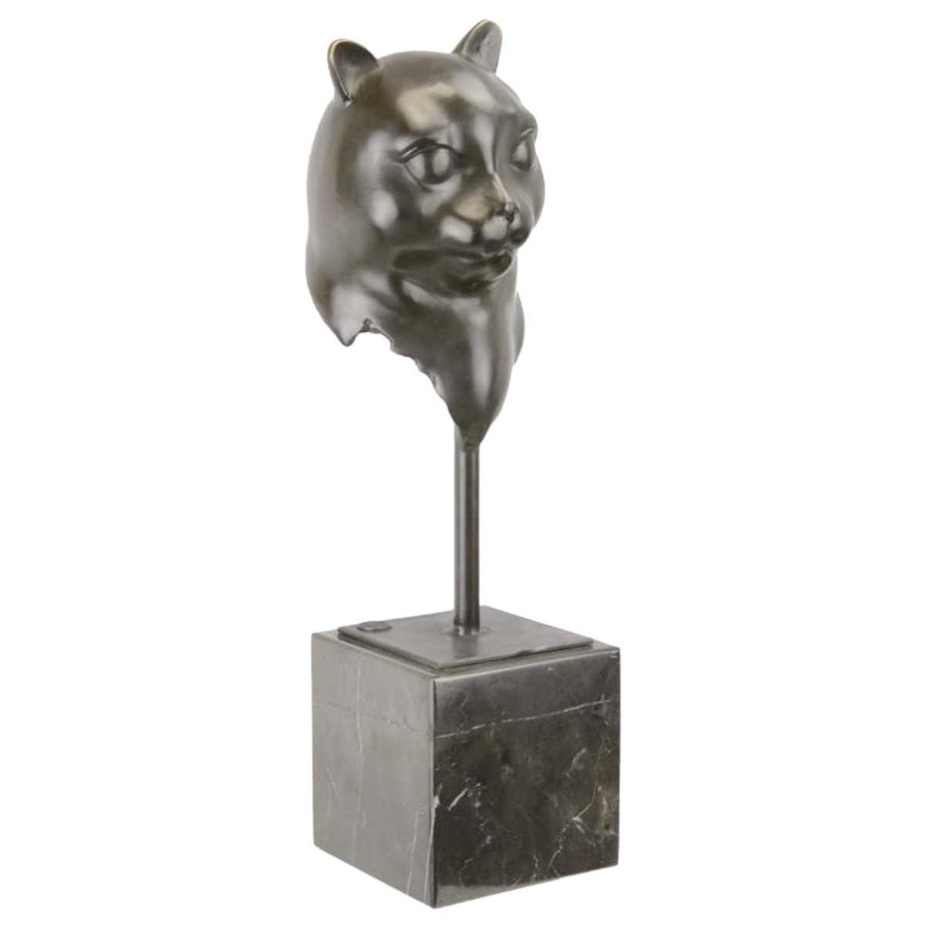 [LA-72403] Bronzeskulptur Bronzefigur Katzenkopf Abstrakt-Stil