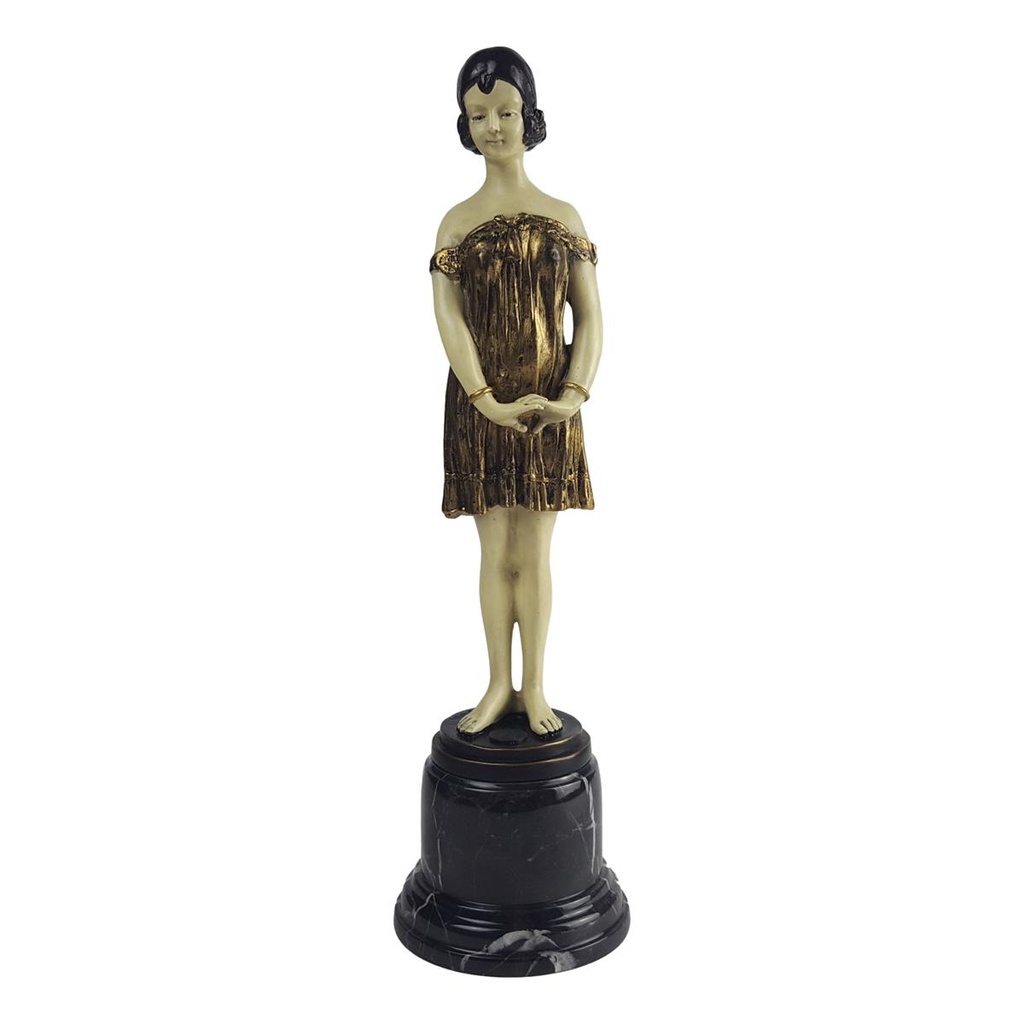 [LA-80850] Bronzeskulptur Bronzefigur Bettmädchen Hotelmädchen #80850