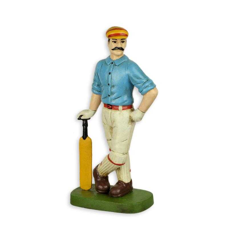 [LA-81054] Figur Skulptur Gusseisen Sport Hobby Cricketspieler bunt