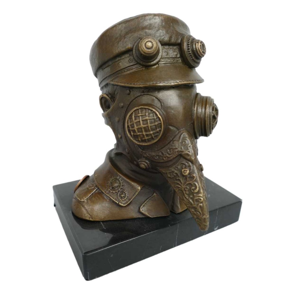 [LA-81480] Bronzeskulptur Bronzefigur Steampunk des Pestarztes
